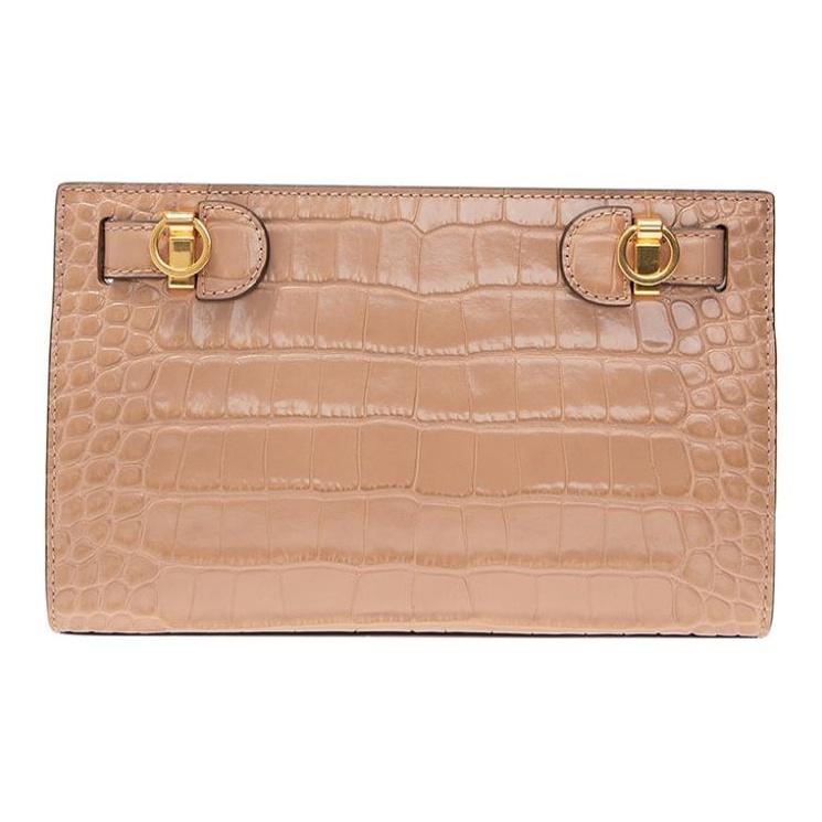 Tory Burch Lee Radziwill Crocodile Pattern Leather Crossbody Shoulder Bag Small Women Bags Pink 75312-288