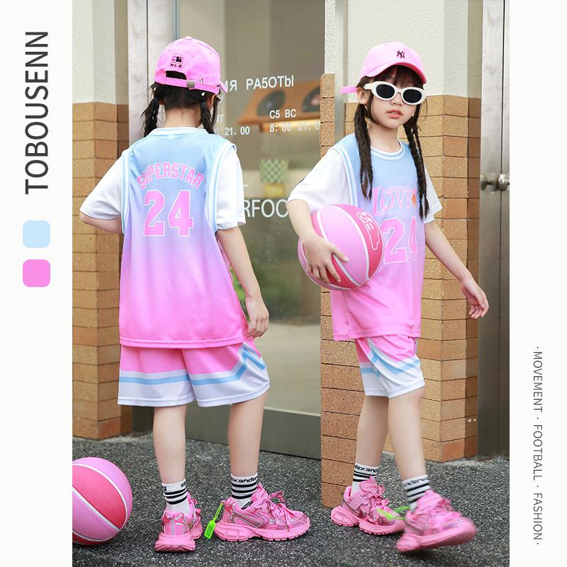 Summer new men's and children's basketball suit outdoor women's sports training quick-drying jersey short-sleeved shorts two-piece set