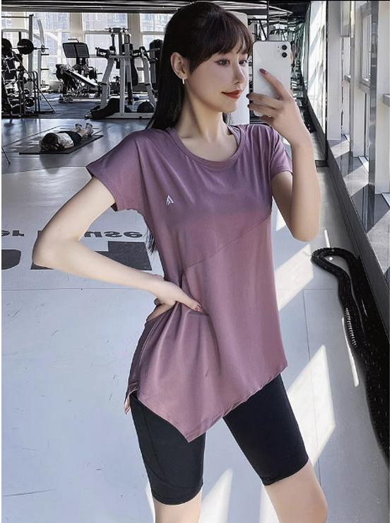 

Women s Short Sleeve Yoga T-Shirt - Breathable, Slimming, Mid-Length Sports Top M (recommended for 90-105 jin)