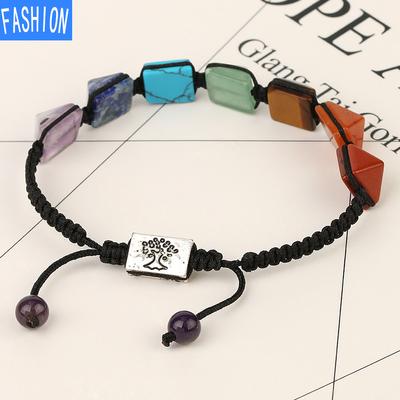 Naturalny kryształ ręcznie tkana regulowana bransoletka Conical Life Tree Charm Bransoletka Unisex bransoletka Chakra