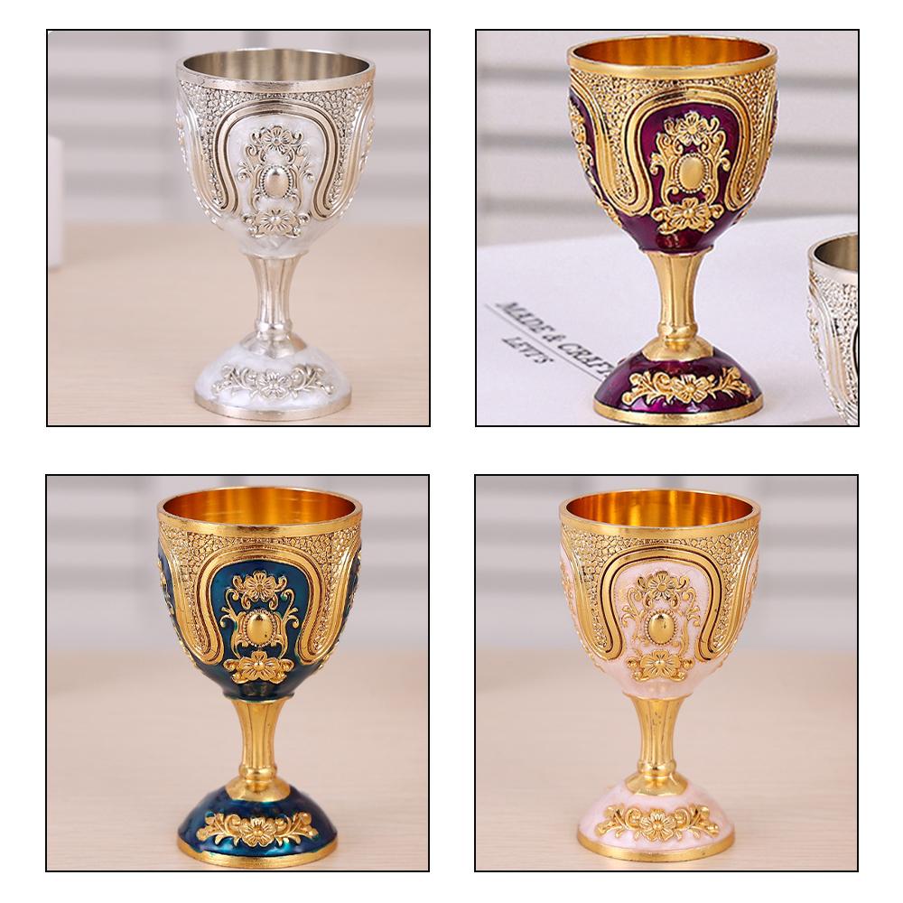 Vintage Engraving Wine Cups Zinc Alloy High-Grade Liquor Cup Creative Embossed Goblet Mugs For Household Bar Party Home Decor