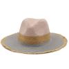 Hat Women's Summer Vintage Color Matching Straw Hat Rough Edge Sunscreen Sun Hat Women's Wide Flat-brimmed Hat Jazz Top Hat