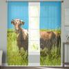 Country Animal Cows Tulle Curtain Home Office Window Decor Bedroom Kitchen Balcony Modern Sheer Curtain