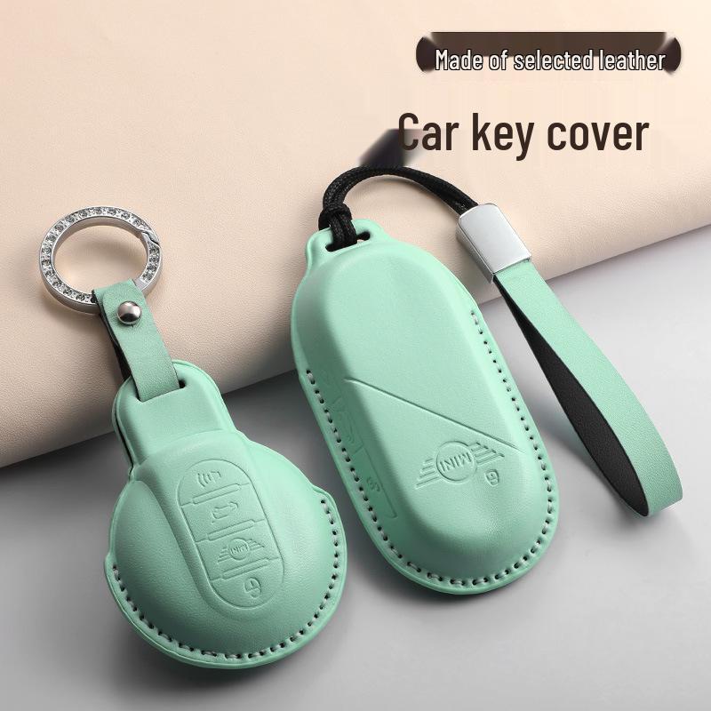 Housse de clé trois couleurs en cuir véritable pour BMW Mini Cooper Countryman