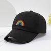 Casquette de Baseball Broderie Arc-en-ciel Douce Casquette Ajustable Décontractée Streetwear Casquette Papa Voyage en Plein Air