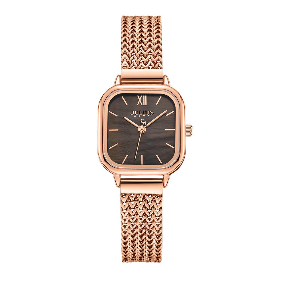 Jyullieoseu Ja-1405 Natural Mother-Of-Pearl Square Metal Watch