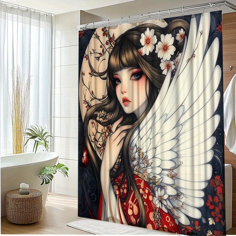 Angelic Beauty Waterproof Mildew-Resistant Shower Curtain - Elegant Design for a Heavenly Bathroom Décor Experience