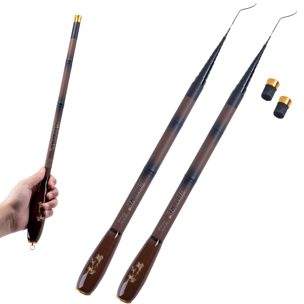 Goture Kompakte Ausziehrute, Gebirgsbachrute, 2er-Set, vielseitige Angelrute, ultraleicht, hochfest, für Flussufer, Seeufer, Berg