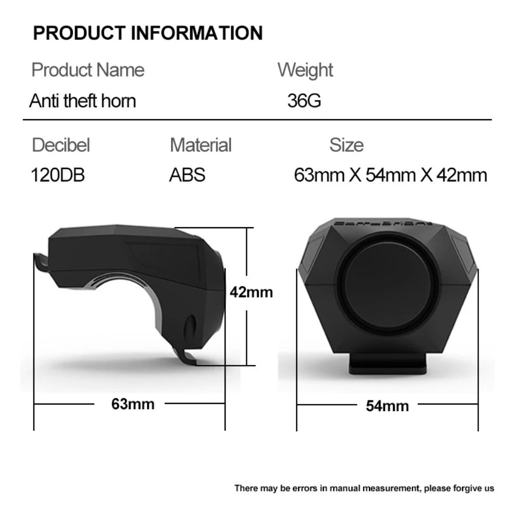 120db Super Loud Motorcycle Handlebar Horn Waterproof Anti-theft Alarm  Bike Accessories