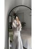 Spring 2024 Fashion: Women's Trumpet Sleeve Lace-Up Slim Dress Long Skirt