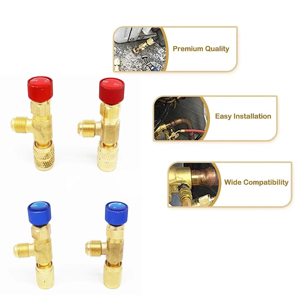 Copper R22 R410 Refrigerant Filling Valve, Freon Liquid Safety Valve for Air Conditioning, with Safety Protection Function