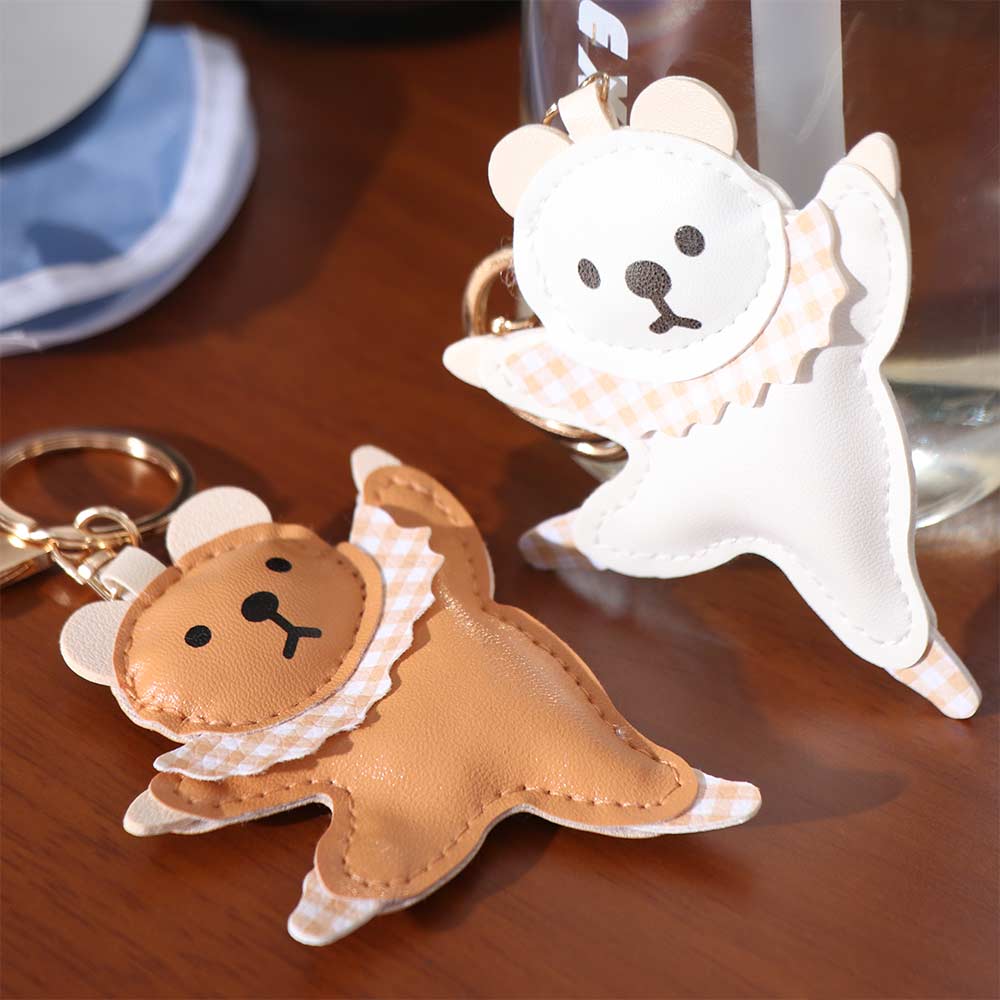 Bag Pendant Ballet Bear Keychain Animal Car Keyring Fashion PU Bear Pendant  Students