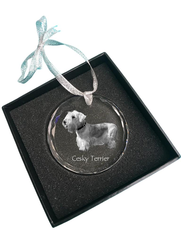 Cesky Terrier, Czech Terrier - Crystal Bauble with a Photo, Dog Photo In Crystal, Personalized Christmas Tree Ornament by Art-Dog Brand