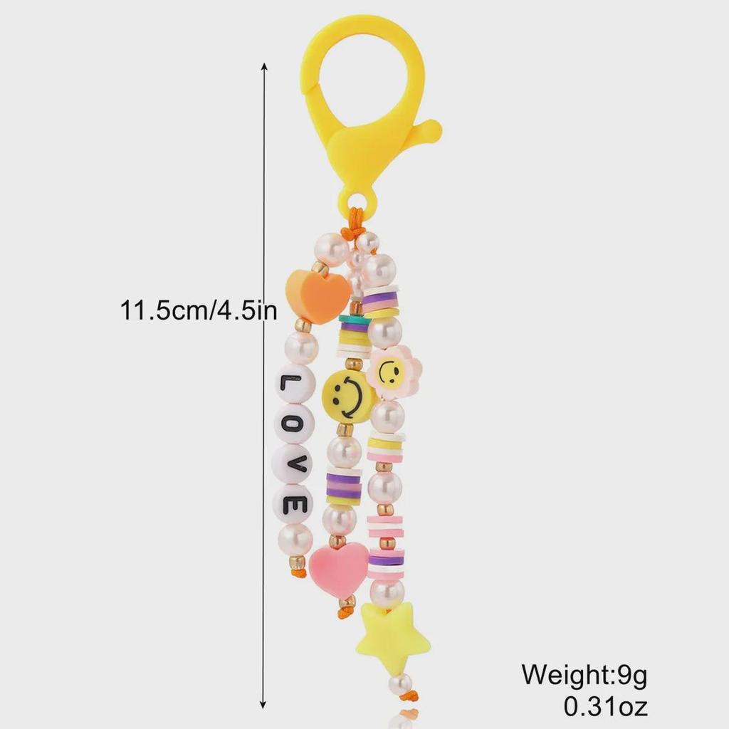 Smiley Face LOVE Letter Keychain Pendant - Cute Gift for Couples or Girlfriends, Perfect for School Bag Accessories