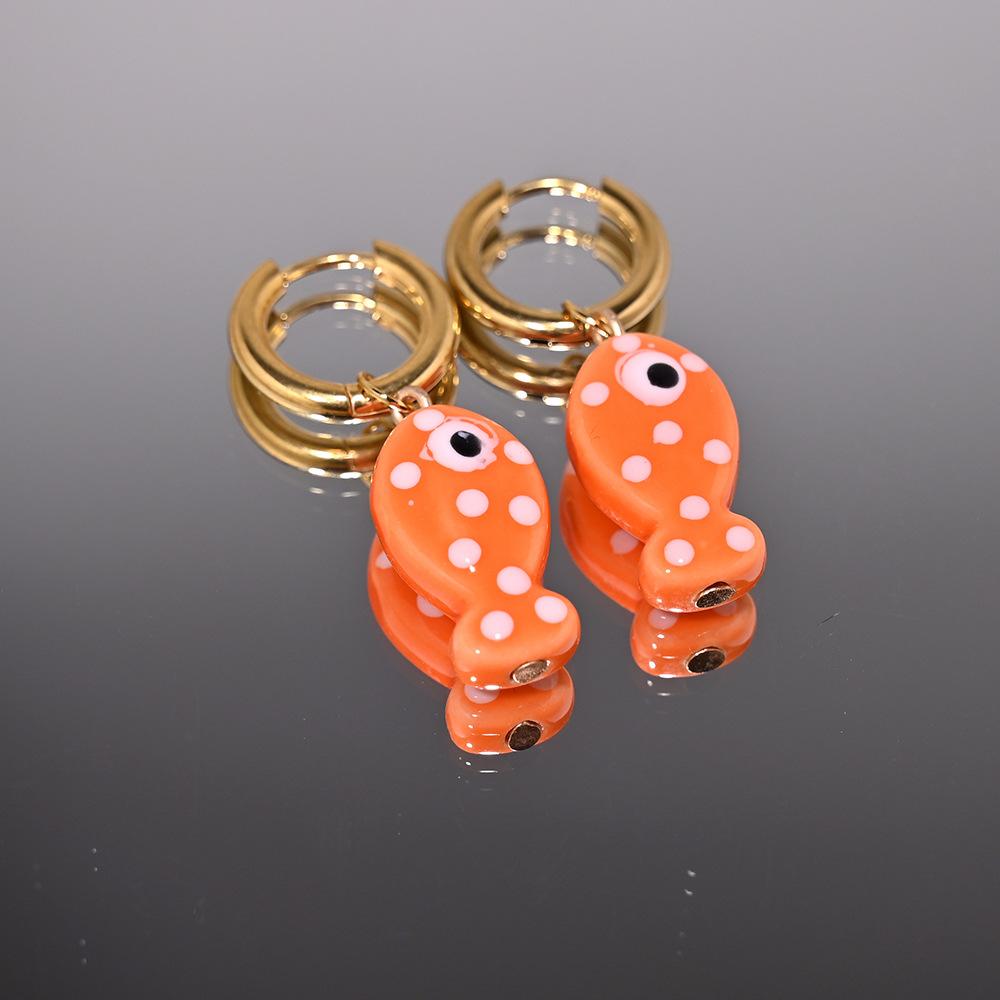 Мультяшные Милые Керамические Рыбки Подвески Кольца Серьги Для Женщин Девочек Модные Универсальные Застежки для Ушей Украшения Аксессуары Подарки