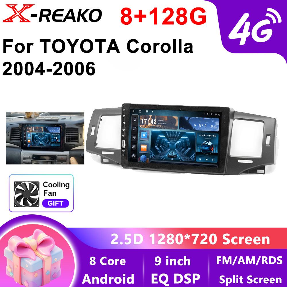 Android  Head Unit For Toyota Corolla 2004-2006 Carplay Auto Car Radio Multimedia Video Player Navigation GPS 4G WIFI QLED