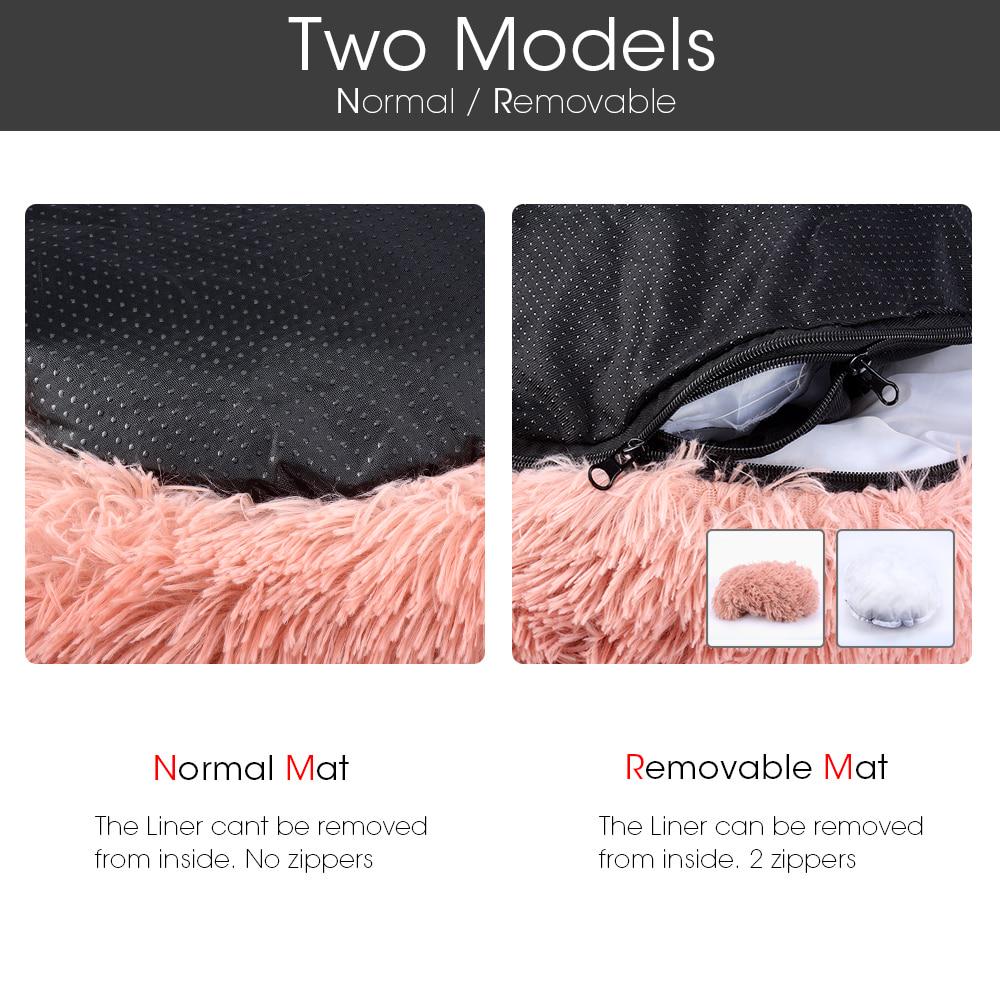 Rotondo Peluche Letto per Cani Casa Tappetino per Cani Inverno Caldo Dormire Gatti Nido Morbido Lungo Peluche Cesto per Cani Cuscino per Animali Domestici Forniture per Animali Domestici Portatili