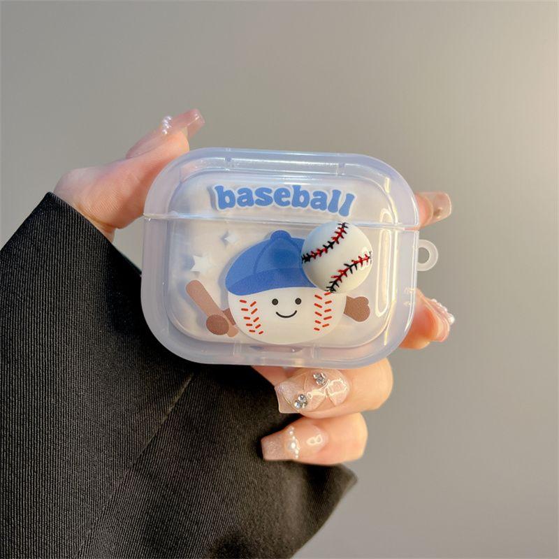 

INS Fun Cute Rotating Baseball for Airpods4 Protective Case Apple 3 Generation Bluetooth Pro2 Generation Earphone Case airpods3 Stereo Rotate Baseball [Single Shell]]