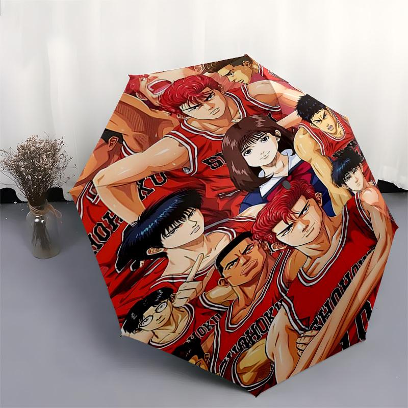 1pc SHOHOKU Basketball Team Umbrella - Automatic Opening/Closing, Portable 3-Fold Design, 8-Bone Iron Frame, Outdoor Umbrella, Perfect Gift for Fans,