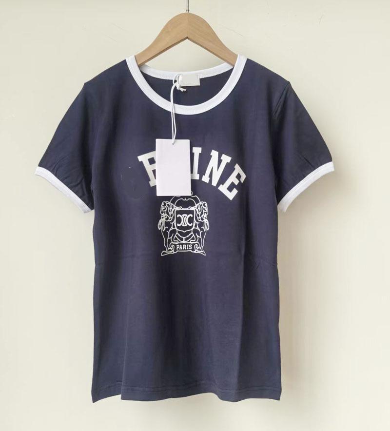 Spring/Summer Women's CE Style Cotton Knit Letter T-Shirt - Short Sleeve, Casual, Versatile.
