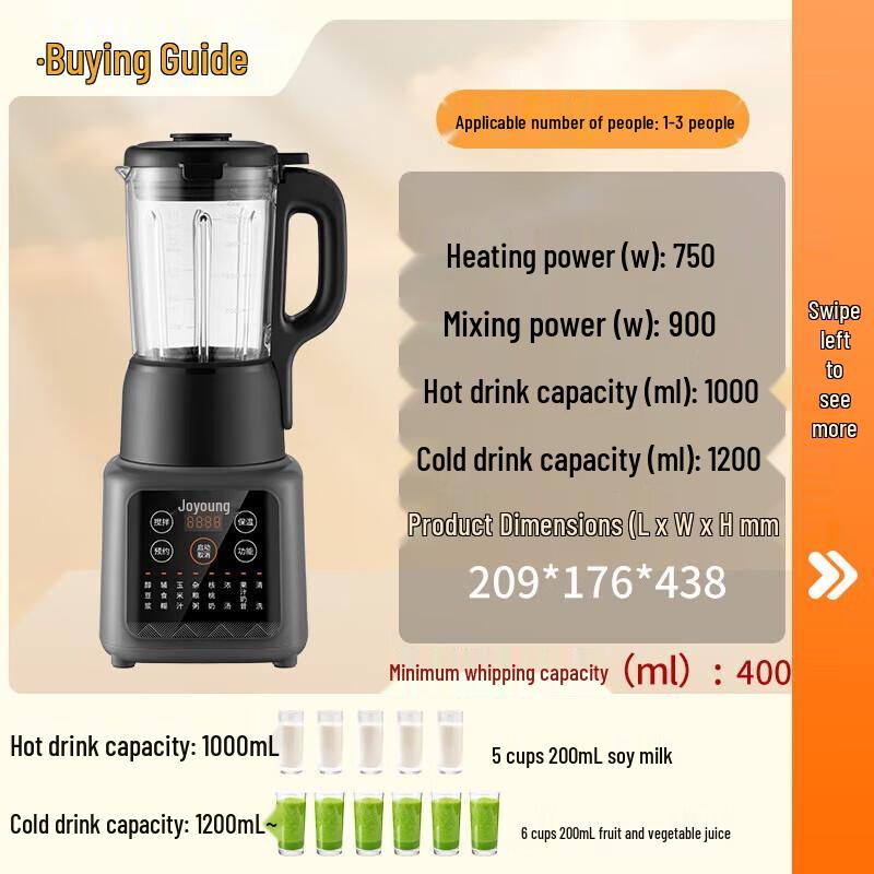 Joyoung 1.2L Multi-functional Quiet Soy Milk Maker & Blender CN plug (adapter included)