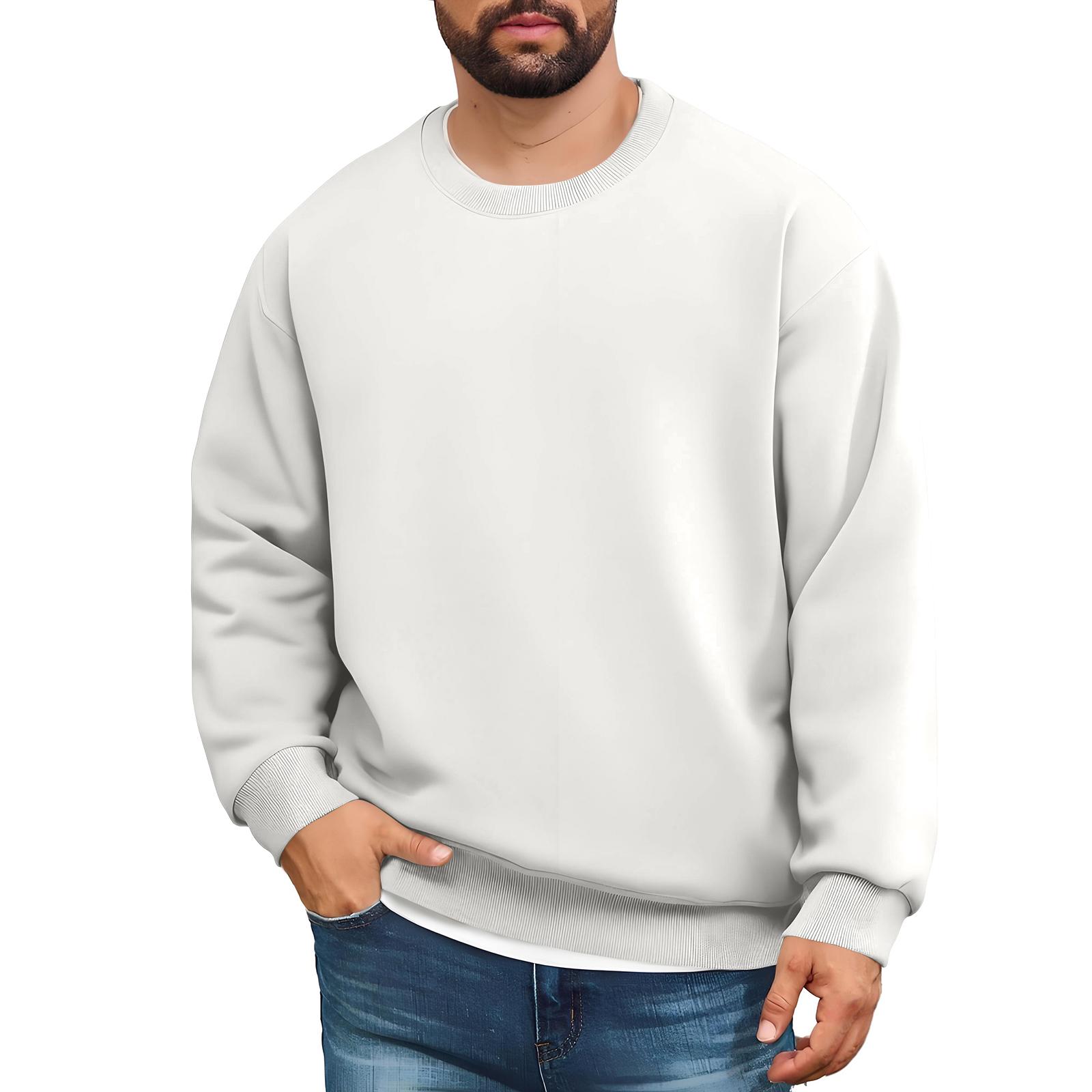 Men s Lined Sweatshirts Premium Heavy-weight Fleece Pullover Thick Thermal Sweatshirts XL белый 1590₽