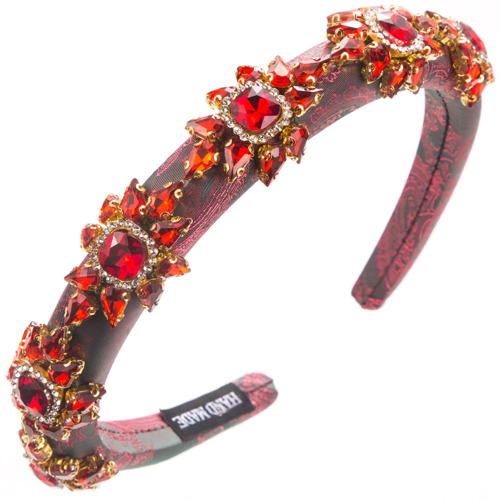 

Elegant Embroidery Headband for Female Rhinestones Flower Hairband Wedding Hairhoop Nonslip Hairband Hair Decors красный