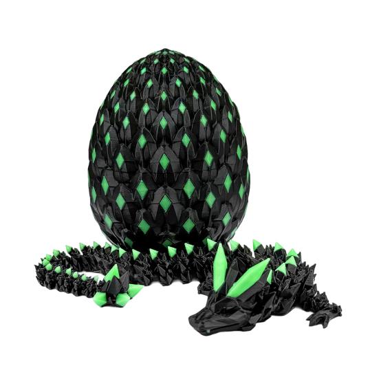 3D Printed Dragon Egg Figurine Movable Joints Luminous Loong Figure Fidget Toy Dragon Egg with Articulated Dragon Inside Decoration Ornament