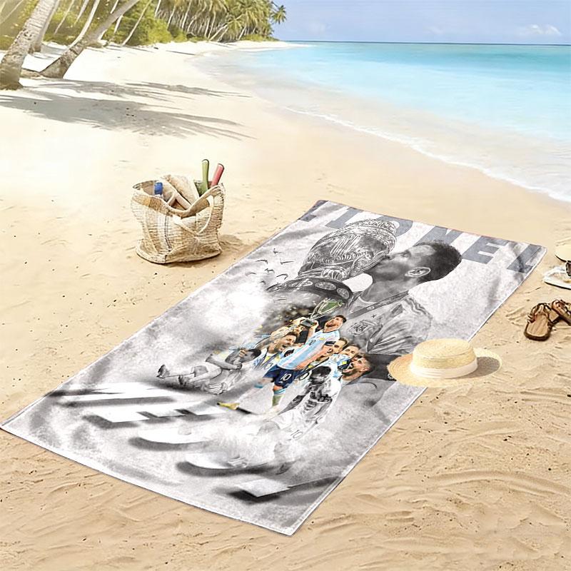 Messi Flame Print Beach Towel, Large Soft Quick Dry Towel for Beach Camping Swimming