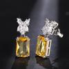 Huitan Simple and Elegant Square Cubic Zirconia Earrings Bling Yellow CZ Dangle Earrings Luxury Women Wedding Engagement Jewelry