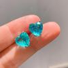Jewelry Necklace Women'S Imitation Paraiba Heart Pendant 20 * 20 Stud Earrings 10 * 10 Set