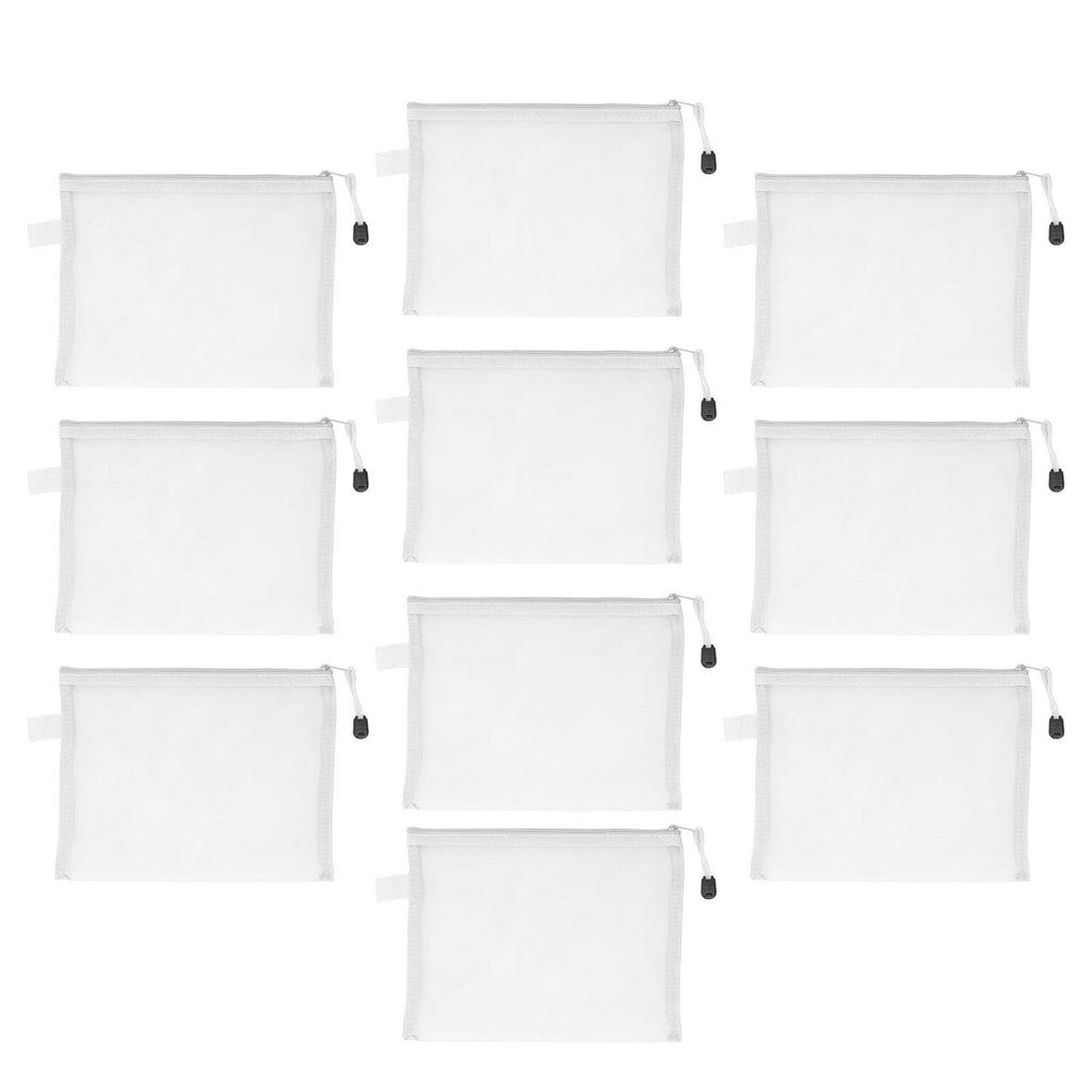 10PCS Zipper Documents Pouch Waterproof Tear Resistant A5 Paper Size Document Organizer Bag
