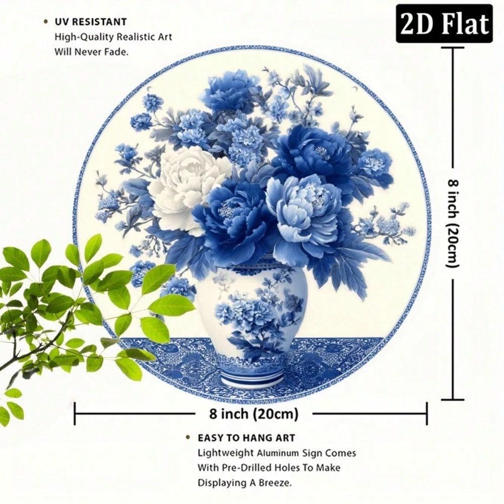 2D Flat Round Metal Sign 8 Inch White Wall Decor for Home Cafe Kitchen Restaurant Apartment Ambiance