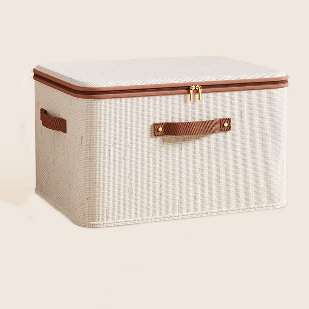 with Lid Linen Zipper Storage Boxes Large Capacity Clothing Storage Basket Sorting Box  Home
