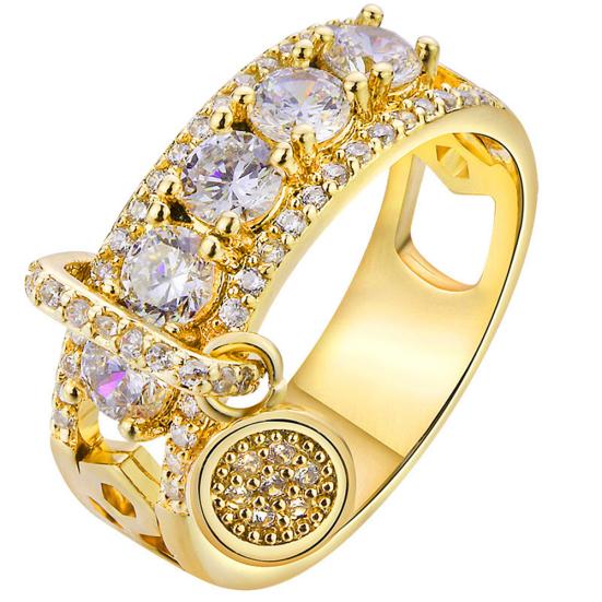 

Women Fashion Rhinestone Faux Gem Plated Disc Ring Party Jewelry Wedding Gift Us11 золотистый