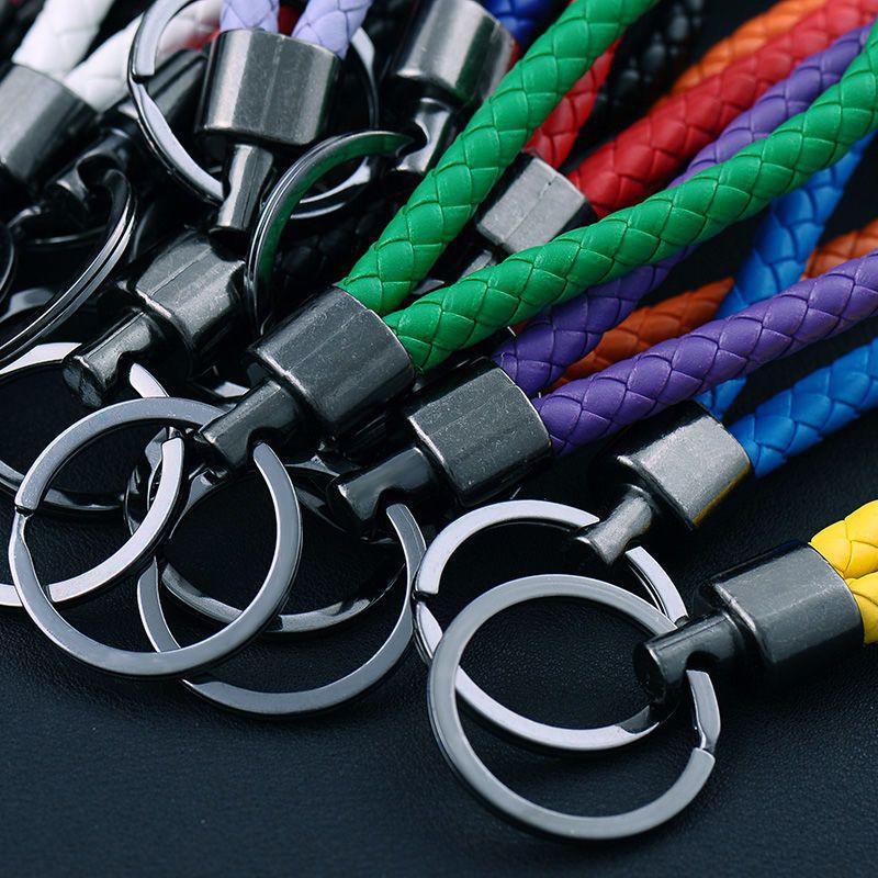 5Pcs/Pack Braided Leather Keychain Colorful Portable Keyring Organizer Leather Lanyard For Car Key Mobile Phone Strap Accessory