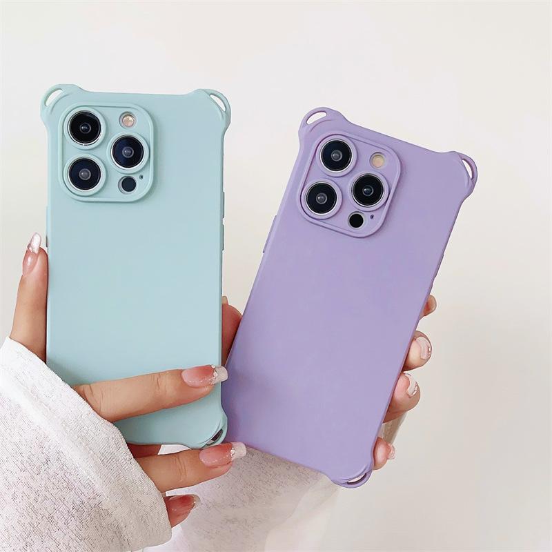Solid color four corners anti-drop, suitable for Apple 14 mobile phone case integrated lanyard iPhone13 silicone 12promax soft case