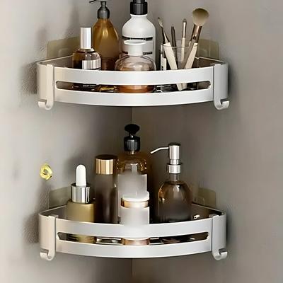 Badezimmerregal, Küchenaufbewahrungsorganisator, Aluminiumlegierung, Shampoo-Rack, Duschregal, Badezimmer-Zubehör, kein Bohrregal