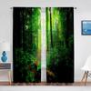3D Woodland Forest Foliage Sunbeams Nature View Curtains for Living Room Bedroom Kitchen Decor Sheer Curtains Window 2pcs Cortin