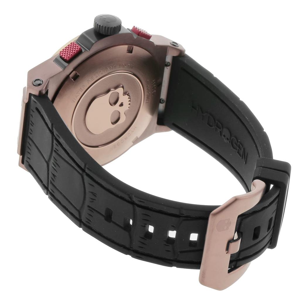 HYDROGEN OTTO CHRONO SKULL Men's Watch, 44mm, Black Dial, Stainless Steel, Rubber Strap, Quartz Movement, Water Resistant To 10 ATM, Fashion Apparel