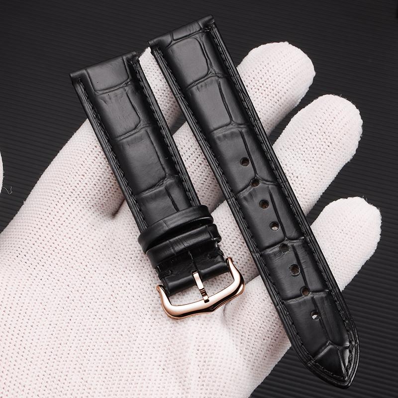 Ultrathin Genuine Leather Watch Strap Suitable for Cartier Santos Tank Solo Watchband Women Men's 12 - 22mm Green White Bracelet