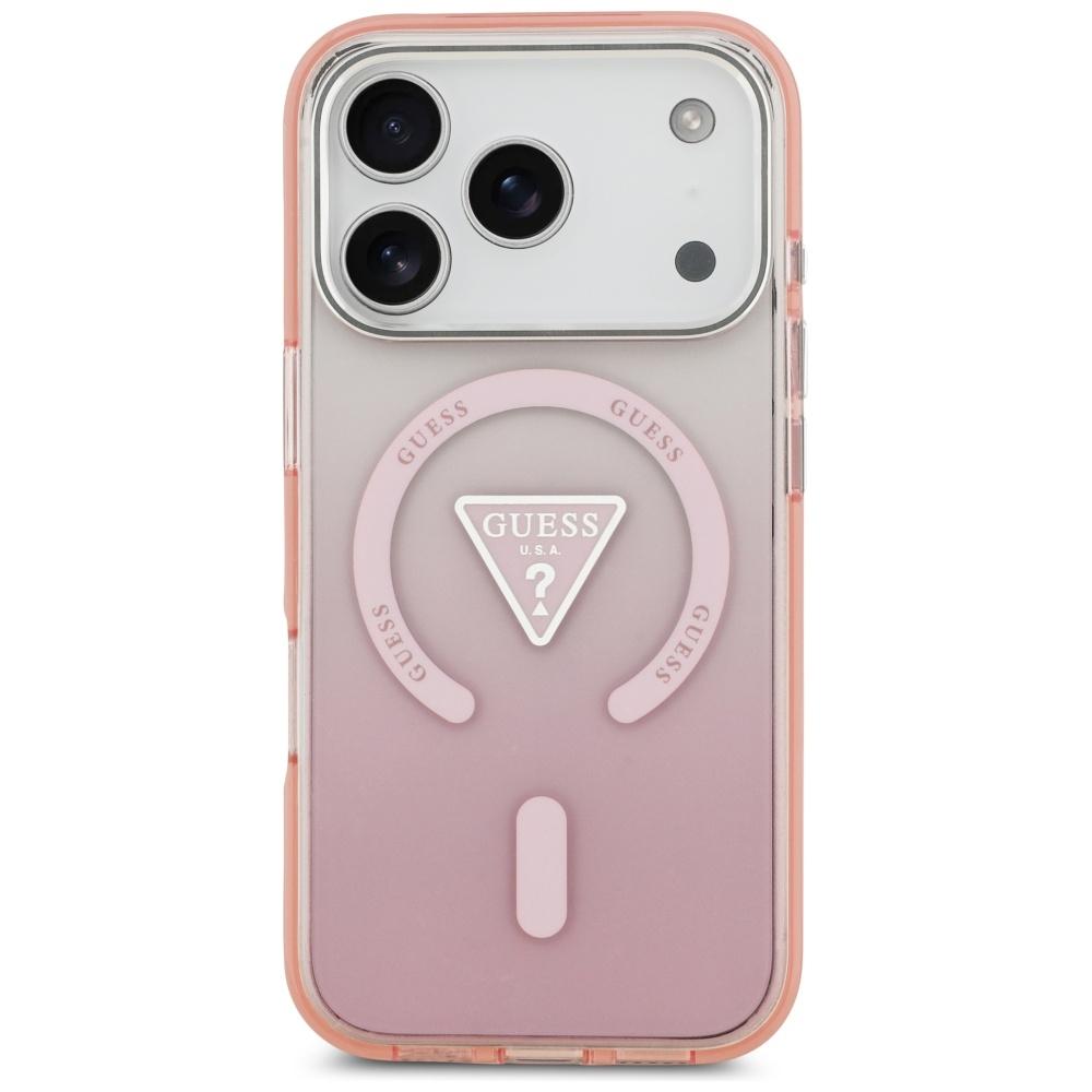 Coque MagSafe Guess IML Logo Triangle Dégradé pour iPhone 17 Pro Rose
