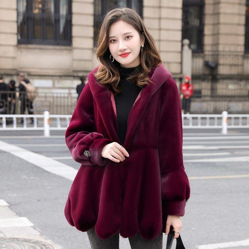 New women's clothing autumn and winter coat imitation mink velvet imitation fur mother winter clothing fashion hooded large size top