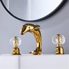 Tuqiu widespread Gold Basin faucet Dolphin Bathroom faucet Lavotory Tap luxury Basin Mixer Hot And Cold shower room sink Faucet