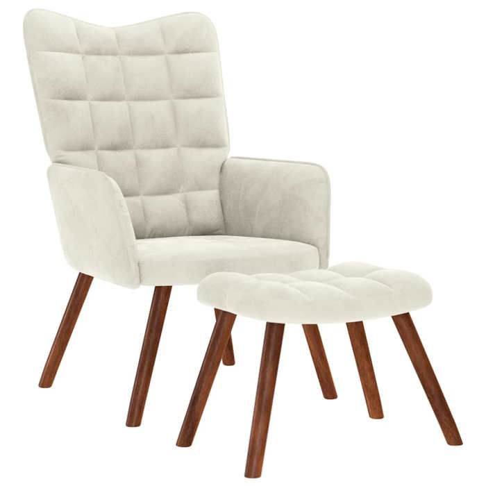 VidaXL Chaise de relaxation avec tabouret crème velours, chaise, chaise de salon, fauteuil relax, chaise longue, siège de 4016830