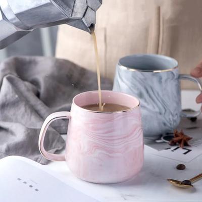 400 ml kreative Keramiktassen Marmorrosa Kaffeetasse Keramikkaffeetasse Liebhabergeschenk Porzellantassen für Tee Frühstückstasse für Milch