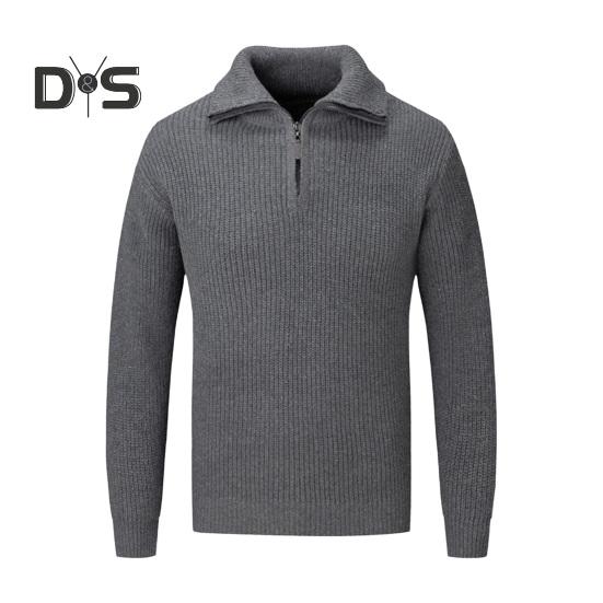 

Мужской свитер осень-зима с отворотом, свободный, с полумолнией, с длинными рукавами, средней длины, однотонный, в стиле ретро, вязаный свитер M темно-серого