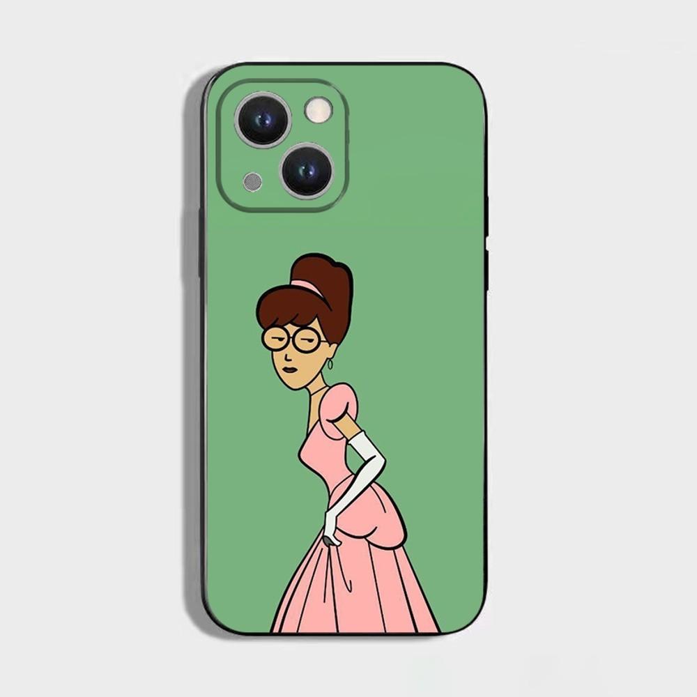 Cartoon D-Daria Phone Case For iPhone 16 15 Plus 14 13 Pro Max 12 Mini 11 X XS XR 7 8 8Plus Black Soft Phone Coque