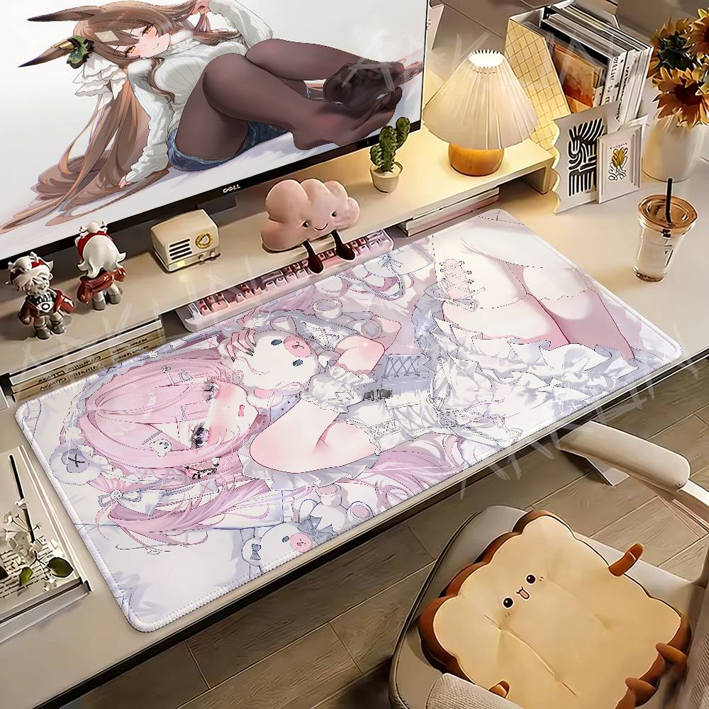 Pink Cute Anime Girl Mouse Pad Creative Cartoon Office Dormitory Decoration Carpet Kawaii Notebook Anti Slip Mat Makeup Desk Mat