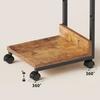 YeTom Side Table with Casters, Movable Bedside Table, Side Wagon, L-Shaped Table, 37cm Wide x 26cm Deep x 53cm High (with Casters), Vintage